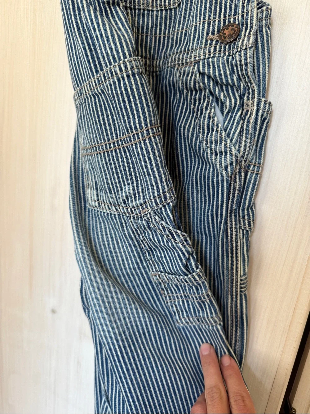 OshKosh B'gosh Striped Blue Denim Overalls 24m